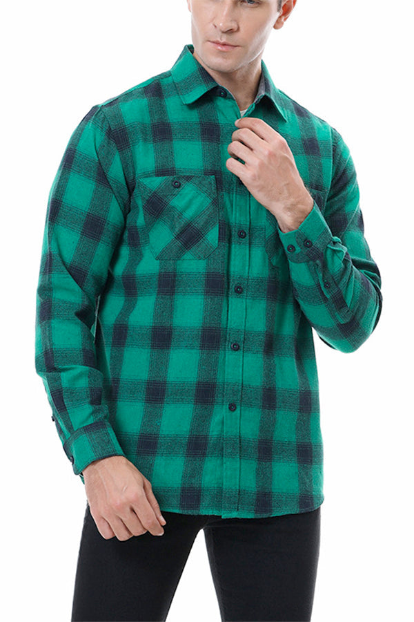 Wrinkle-Free Button-Down Flannel Shirt