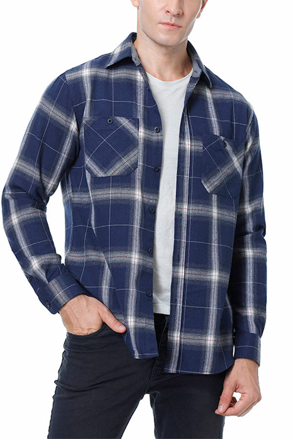 Wrinkle-Free Button-Down Flannel Shirt